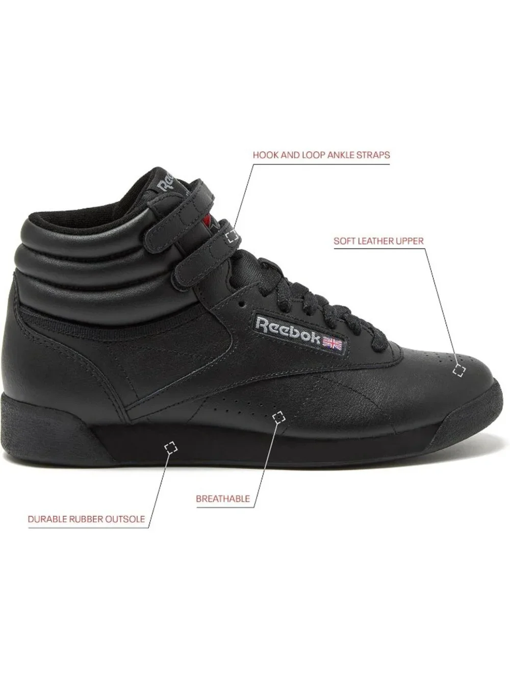 Women's Black Freestyle Hi High Top Lightweight Sneakers Basketball Shoes